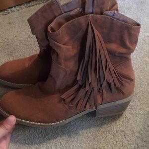 Guess brand fringe booties